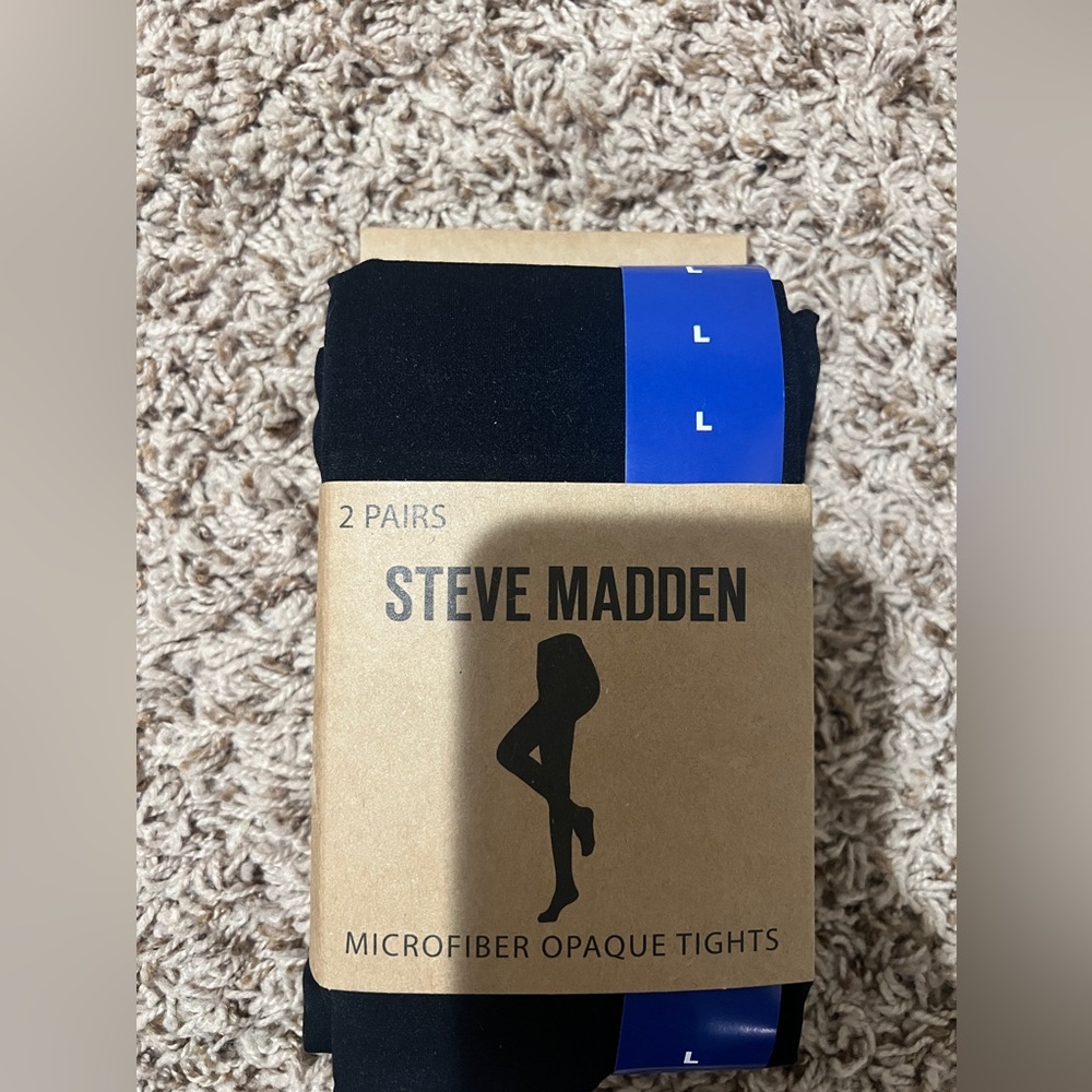Steve Madden Women's Large Microfiber Opaque Tights 2 Pairs